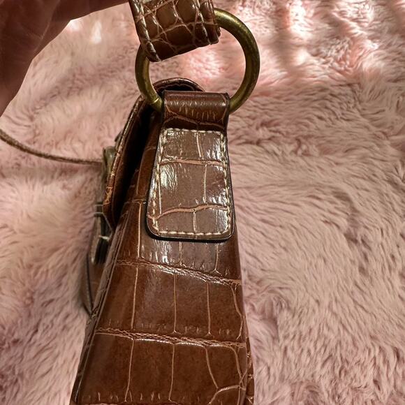 Y2k warm brown croc print shoulder bag - Picture 4 of 7